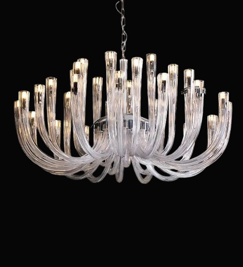 J Shape CLEAR GLASS CHANDELIER - 32 Head