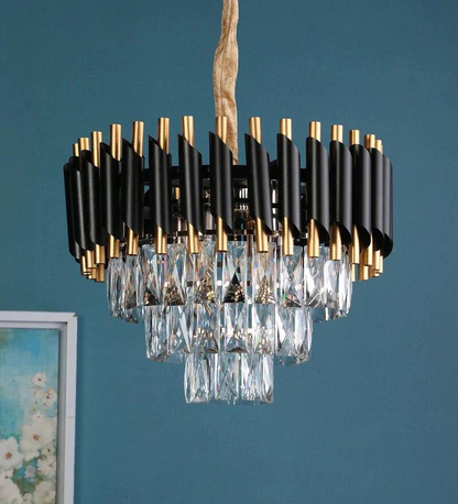 Oscuro Black Metal and Crystal Chandelier - 4 Lights