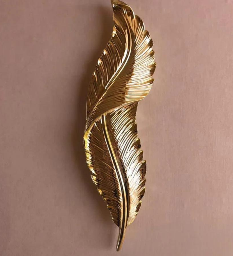 GOLD FEATHER LEAF WALL LIGHT