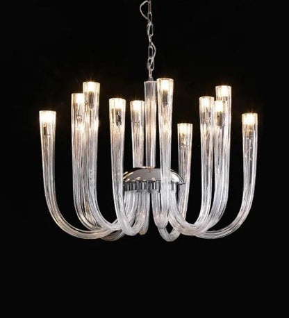 J Shape CLEAR GLASS CHANDELIER - 12 Head