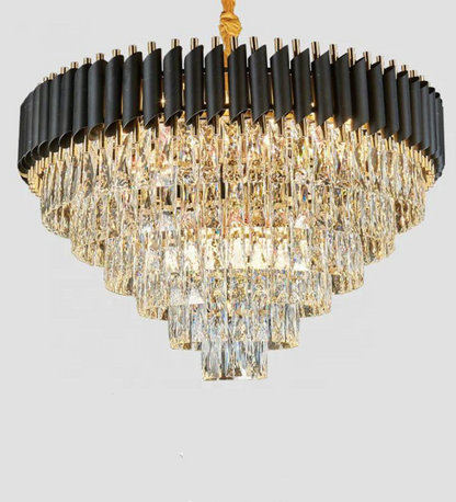 Oscuro Black Metal and Crystal Chandelier - 12 Bulb