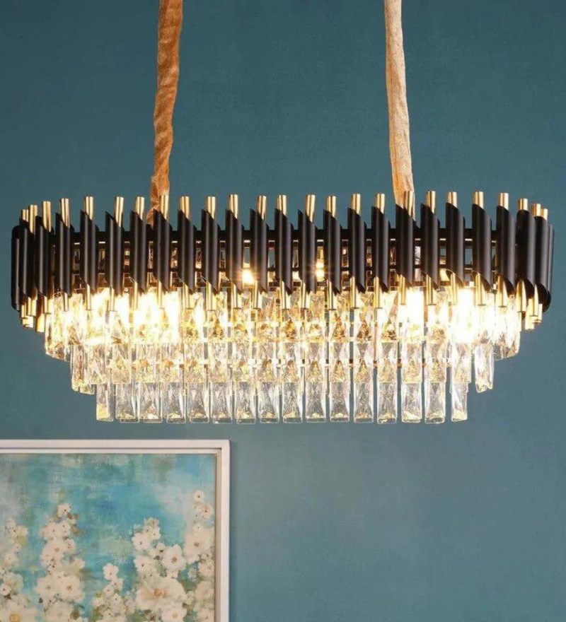 Oscuro Black Metal and Crystal Chandelier - 8 Lights