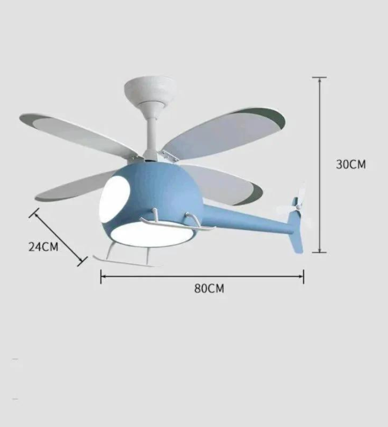 Blue Kid's Room Chandelier Ceiling Fan with Remote Control