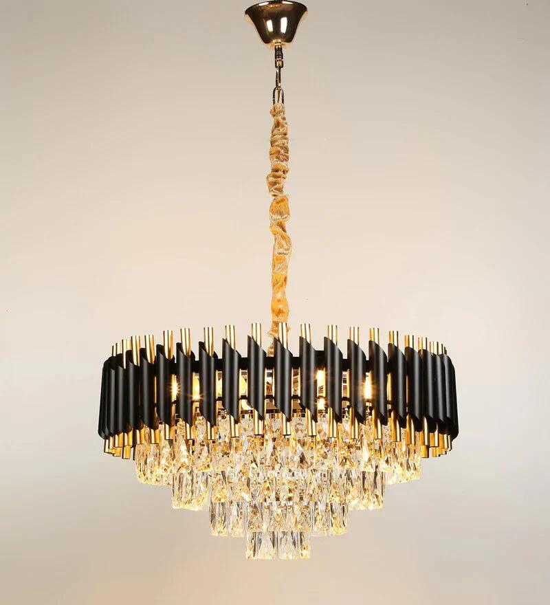 Oscuro Black Metal and Crystal Chandelier - 10 Bulb