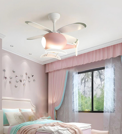 Pink Kid's Room Chandelier Ceiling Fan with Remote Control