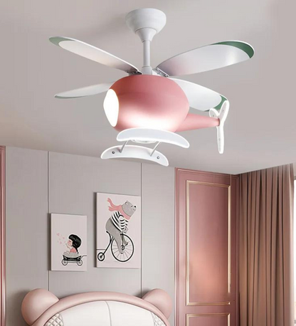 Pink Kid's Room Chandelier Ceiling Fan with Remote Control