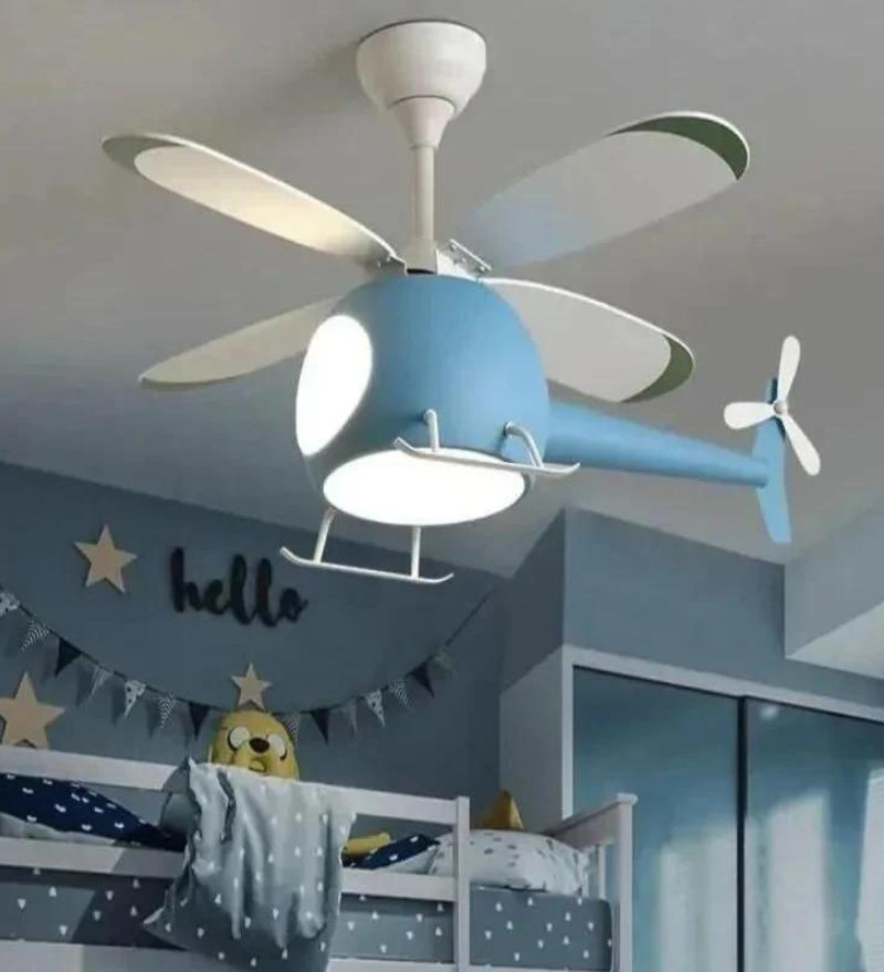 Blue Kid's Room Chandelier Ceiling Fan with Remote Control