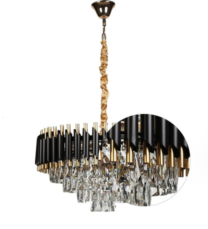 Oscuro Black Metal and Crystal Chandelier - 10 Bulb