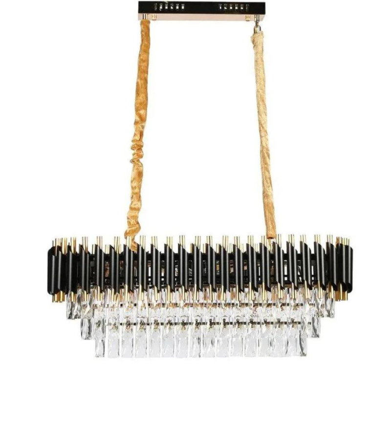 Oscuro Black Metal and Crystal Chandelier - 8 Lights