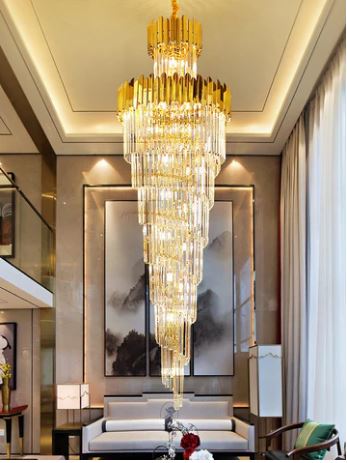 K9 CRYSTAL LED DOUBLE HEIGHT STAIR CHANDELIER