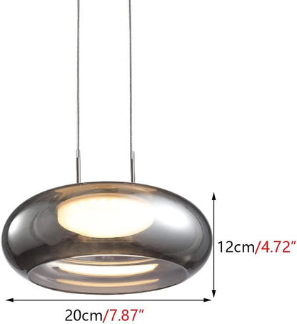 Smoky Grey Dome Pendant Light – Modern Glass Ceiling Lamp for Dining & Living Room