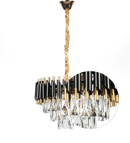 Oscuro Black Metal and Crystal Chandelier - 4 Lights