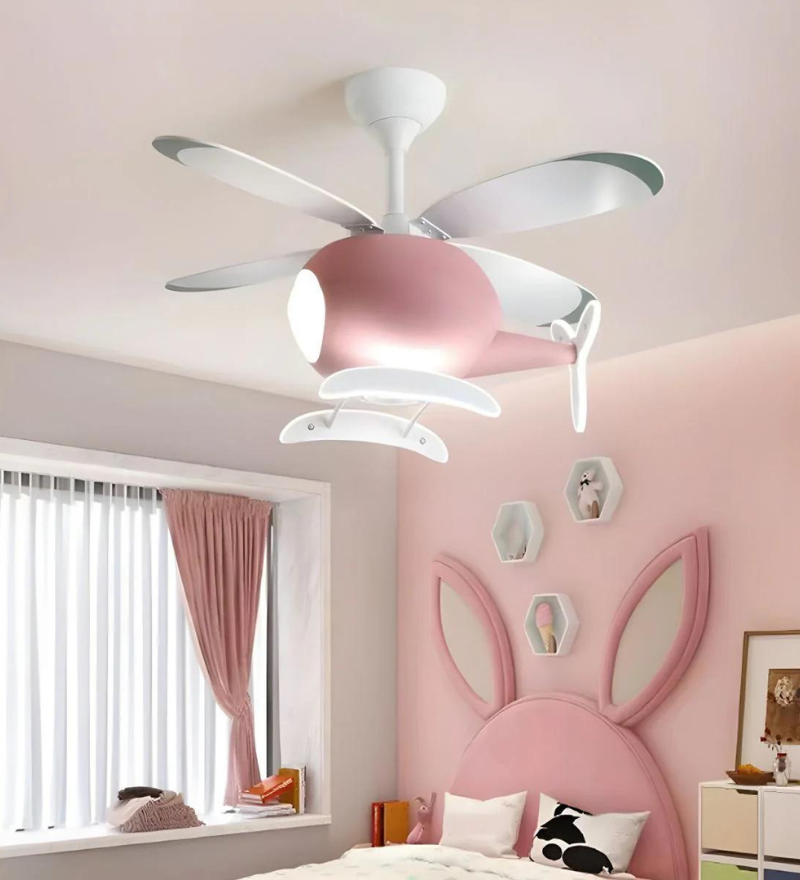 Pink Kid's Room Chandelier Ceiling Fan with Remote Control