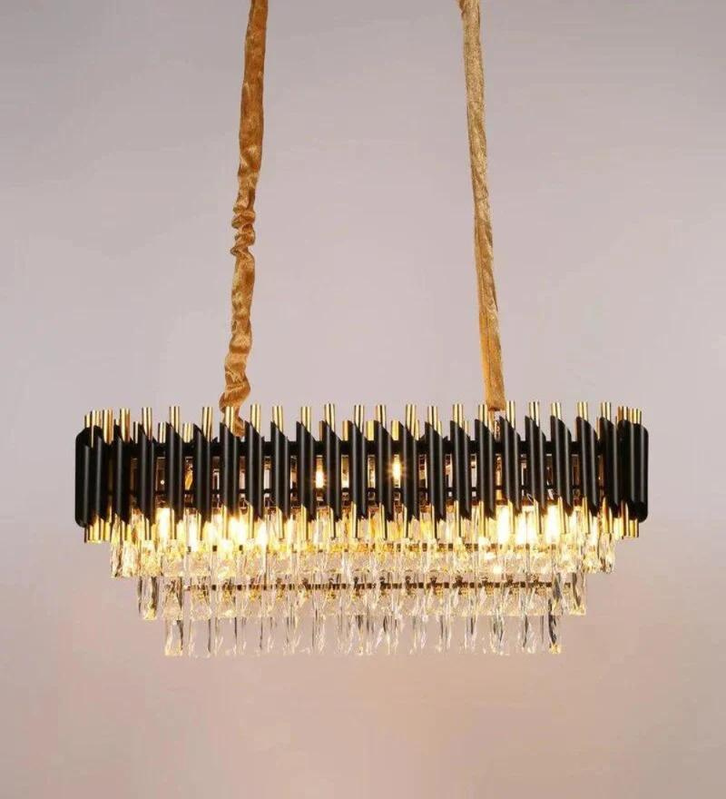 Oscuro Black Metal and Crystal Chandelier - 8 Lights