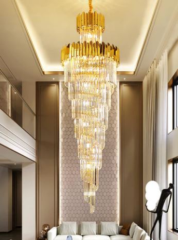 K9 CRYSTAL LED DOUBLE HEIGHT STAIR CHANDELIER