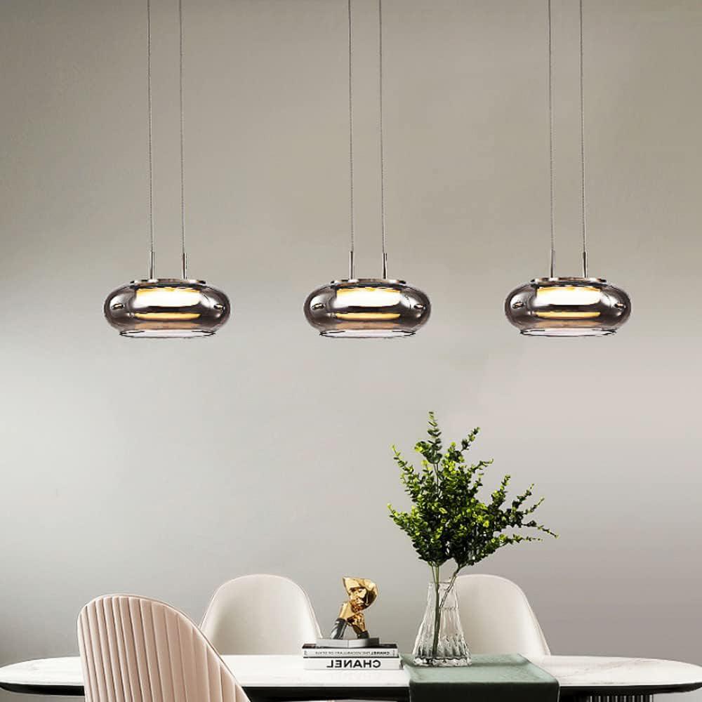 Smoky Grey Dome Pendant Light – Modern Glass Ceiling Lamp for Dining & Living Room