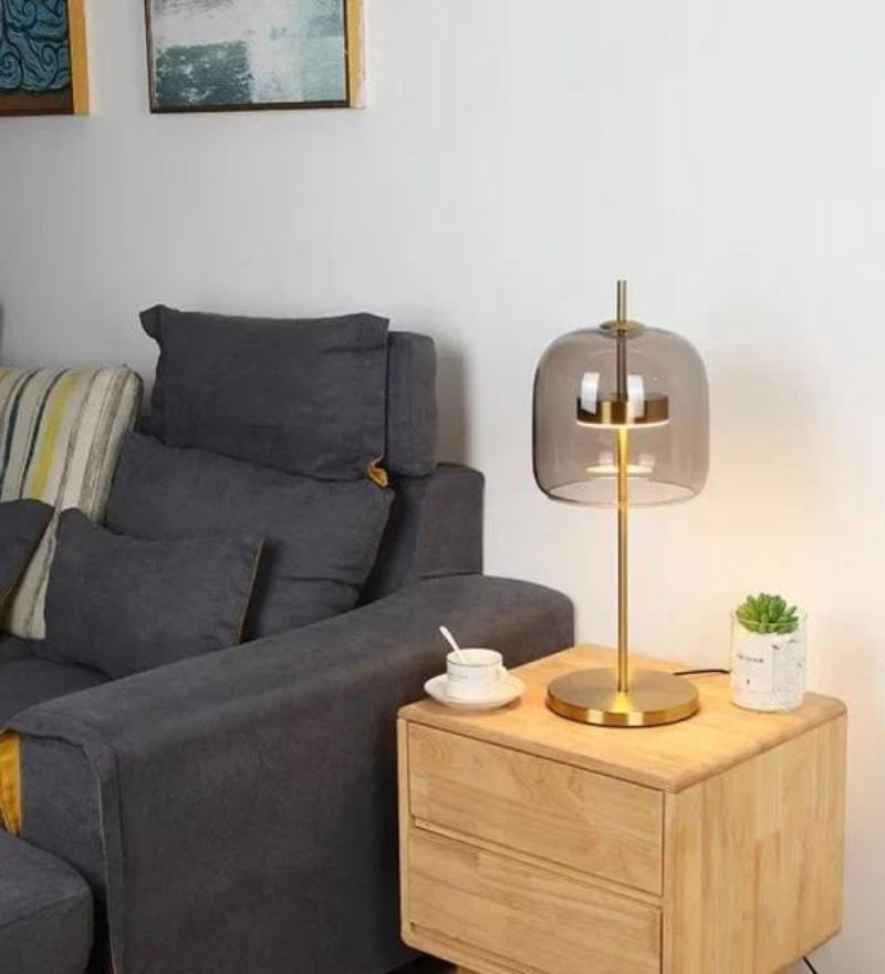 Amber Glass LED Table Lamp