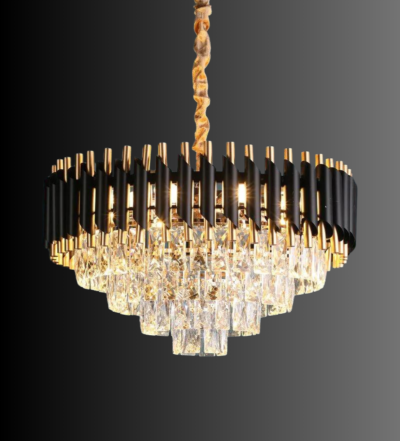 Oscuro Black Metal and Crystal Chandelier - 10 Bulb