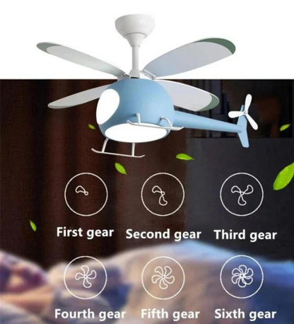 Blue Kid's Room Chandelier Ceiling Fan with Remote Control