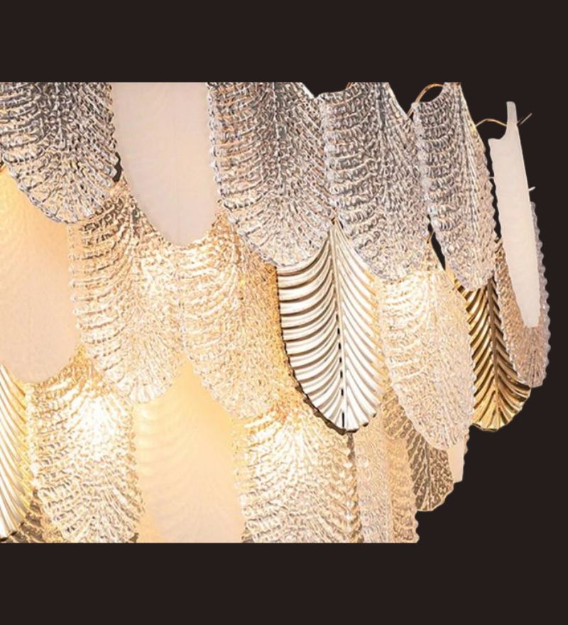 ORREN WHITE & GOLD GLASS LINEAR CHANDELIER - SMALL