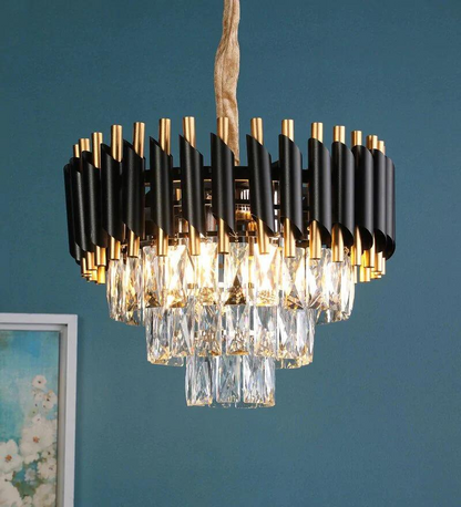 Oscuro Black Metal and Crystal Chandelier - 4 Lights