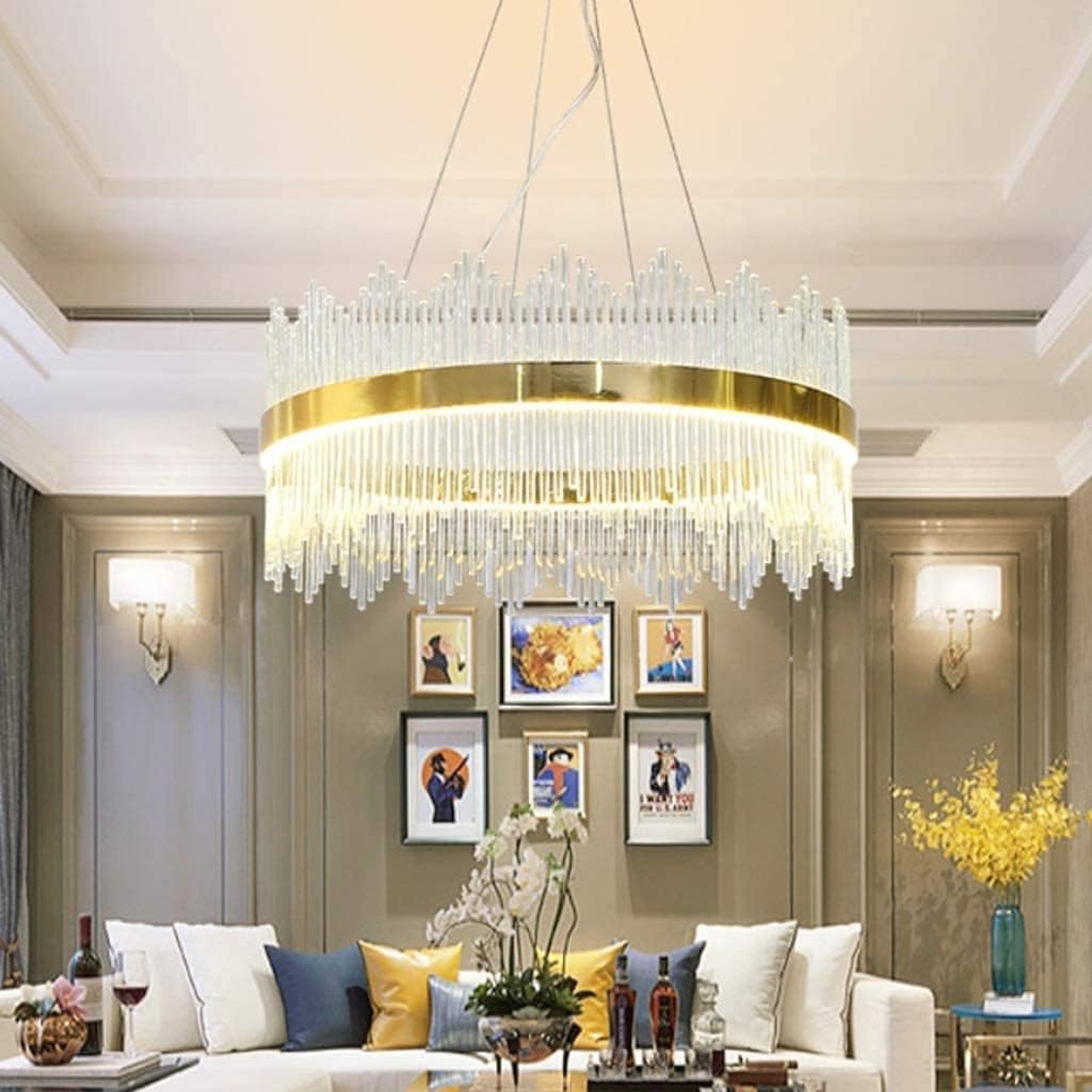 Curva Antique Gold Crystal Chandelier