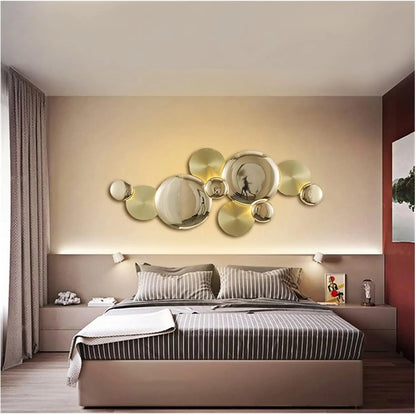Luxury Gold Disc Wall Light – Modern Art-Inspired LED Wall Lamp for Living Room