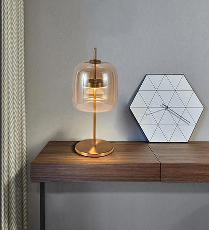 Amber Glass LED Table Lamp