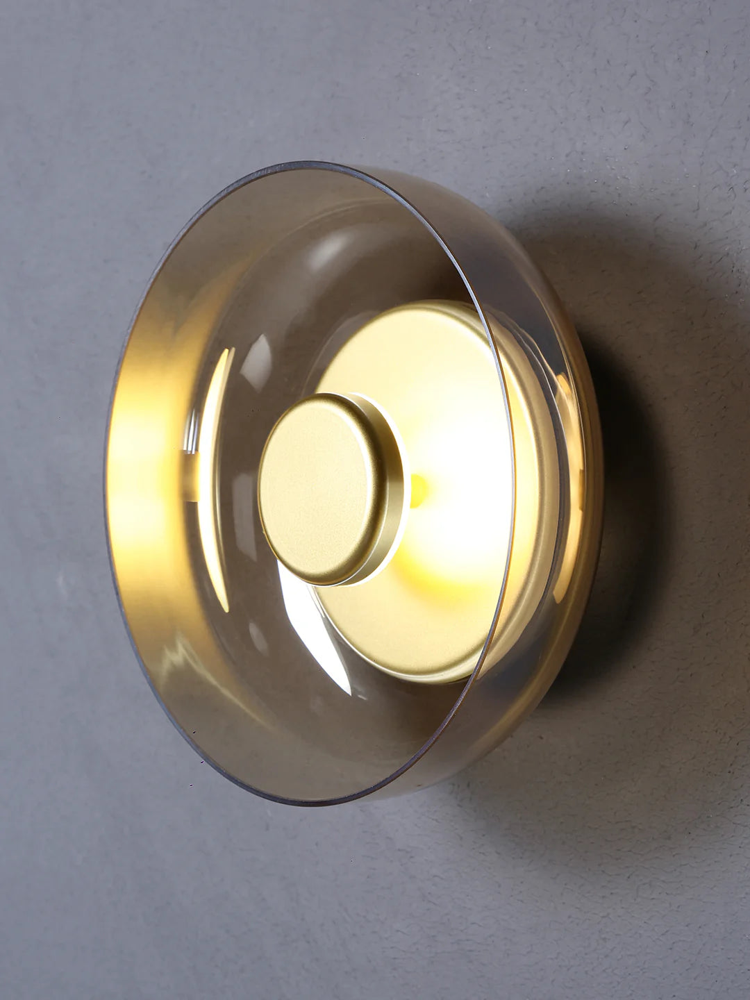 Led Gold Smokey Glass Wall Light