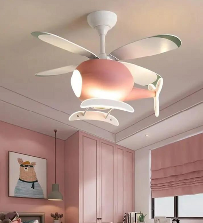 Pink Kid's Room Chandelier Ceiling Fan with Remote Control
