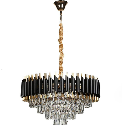 Oscuro Black Metal and Crystal Chandelier - 10 Bulb