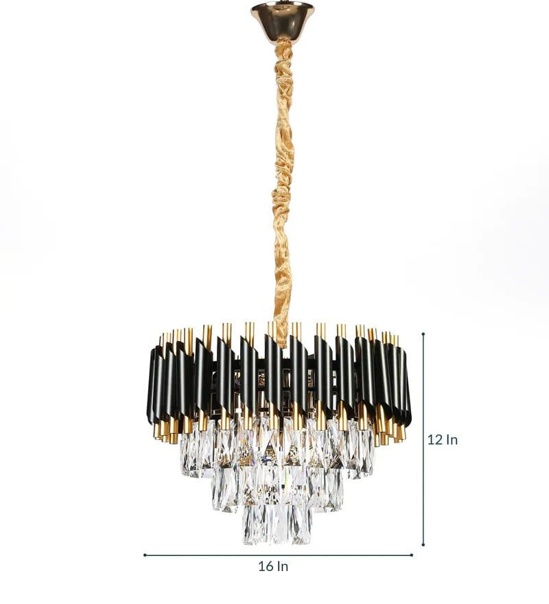 Oscuro Black Metal and Crystal Chandelier - 4 Lights