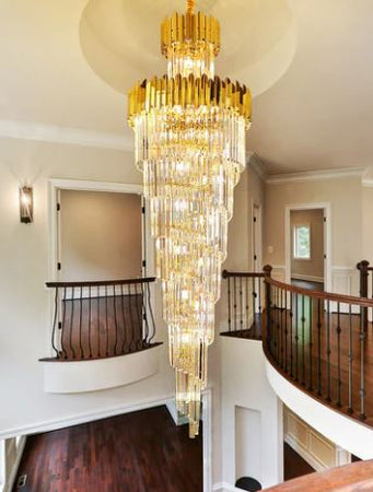 K9 CRYSTAL LED DOUBLE HEIGHT STAIR CHANDELIER