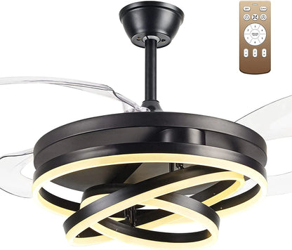 Stello Black Rings Fan Chandelier