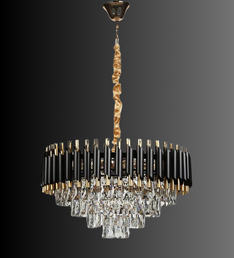 Oscuro Black Metal and Crystal Chandelier - 10 Bulb