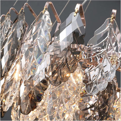 TREE LEAF CRYSTAL LINEAR CHANDELIER