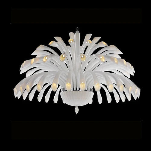 Opaline Crown Glass Chandelier - White