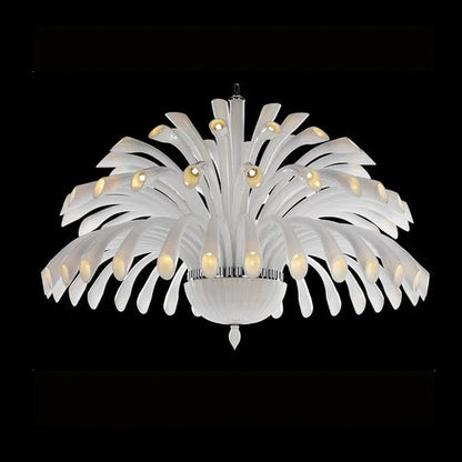 Opaline Crown Glass Chandelier - White