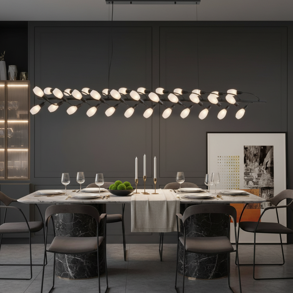 Orbit Black Linear Chandelier