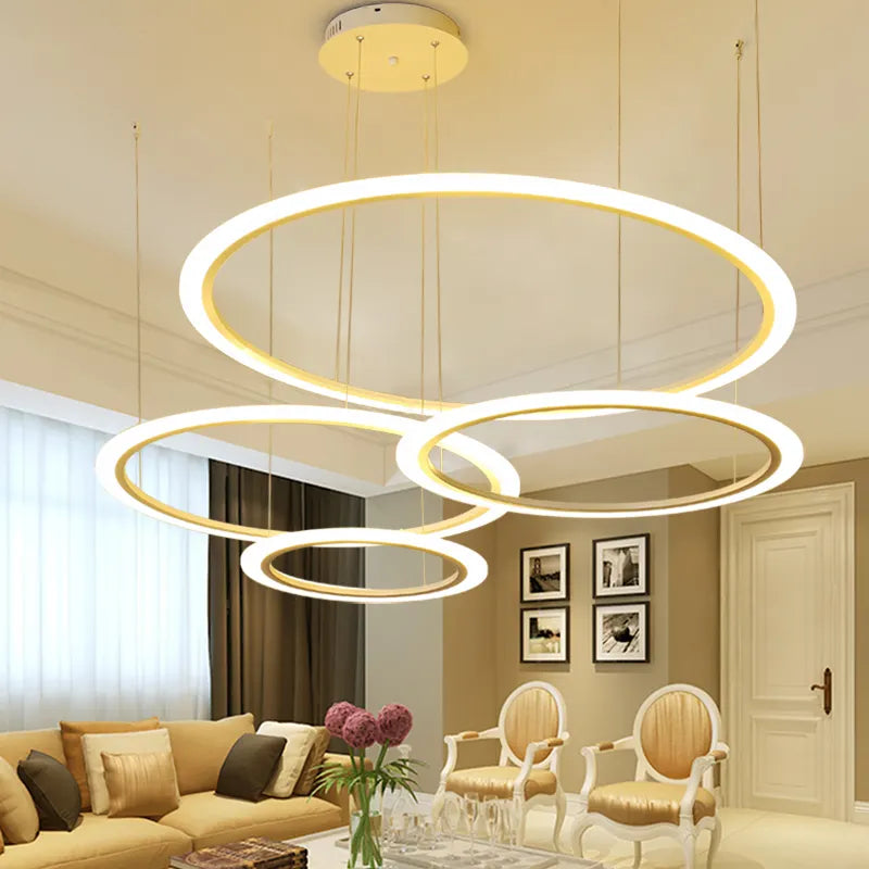 OUSGAR MODERN LED  4 RING CHANDELIER