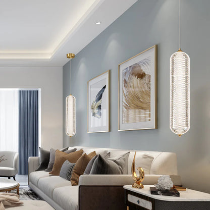 Aurora Capsule Pendant – Luxe Crystal Mesh Light