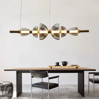 Amber Champagne Glass Gold Body Dining Chandelier
