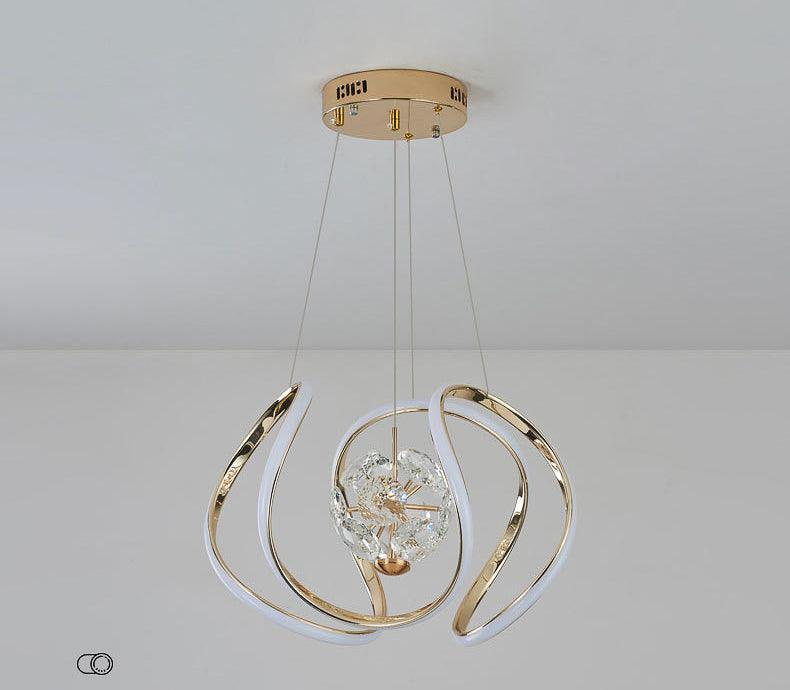 Luxury LED Gold Crystal Chandelier – Modern Spiral Pendant Light for Dining & Living Rooms