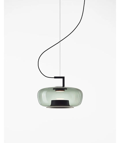 Modern Smoke Grey Glass Pendant Light with Black Accents
