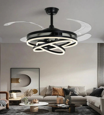 Stello Black Rings Fan Chandelier