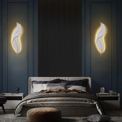 600MM White Feather LED Wall Light