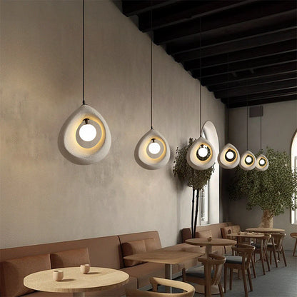Egg-Shaped Textured Pendant Light – Soft White Finish