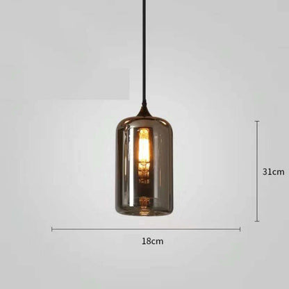 Modern Smokey Glass Cylinder Pendant Light