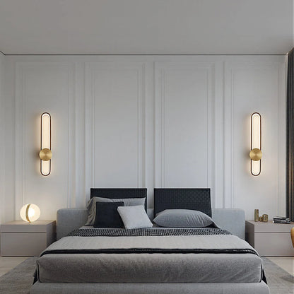 Vertical Oval LED Wall Light – Modern Gold Frame Design 60 cm