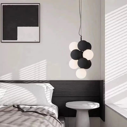 Luna Cluster Pendant – Textured Stone & Frosted Glass Chandelier